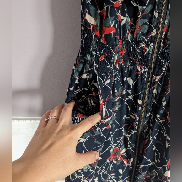 XTAREN Black Red Floral Zip Mini Dress Pockets Size XS Small - Picture 2 of 6